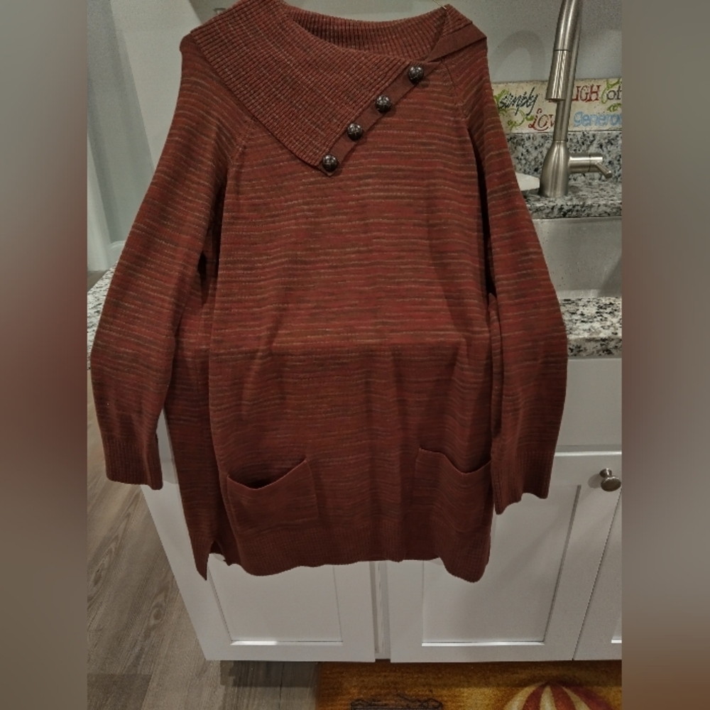 Rust Sweater with Button Detail - Picture 2 of 6